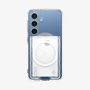 Card holder Spigen Ultra Hybrid (MagFit+) for Samsung Galaxy S25 series, transparent, PC+TPU
