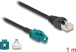 Coaxial cable DELOCK 90697 — 1 m, HSD Z to RJ-45, Black/Blue