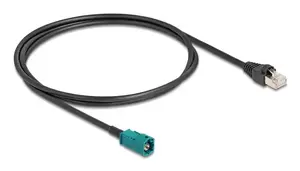 Coaxial cable DELOCK 90698 with HSD Z to RJ-45 connectors, 1 m, Black/Blue