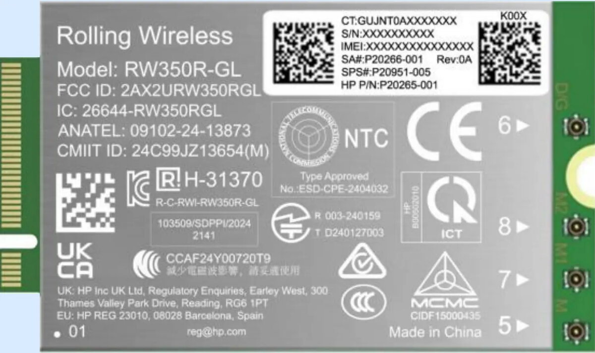 HP 4G LTE-Advanced Pro Cat19 Iekšējā