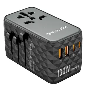 Verbatim UTA-06 100W GaN III Universālais ceļojumu adapteris 2x USB-C 2x USB-A