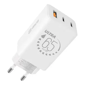 Obal:Me GaN Travel Charger 65W — USB-A + 2× USB-C, White