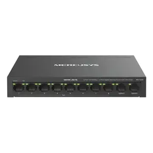 Network switch MERCUSYS MS110CP — 10-port Fast Ethernet (10/100) with PoE, 65W budget, MAC table 2000, black