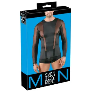 Мужская рубашка с длинным рукавом Svenjoyment 21619581711 — размер M, 90% полиэстер/10% спандекс с прозрачными вставками-сеткой