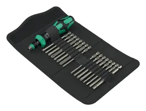 Wera hand tool set Kraftform Kompakt 60 RA-R 1, 17-piece screwdriver and bit set, compact ratcheting handle