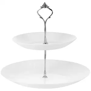 2-Tier Shelf Prymus-AGD SONIA White Glass – two-level serving/display stand, metal frame