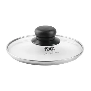Cookware glass lid Prymus-AGD PL45KH-28, 28 cm, steam vent, black bakelite handle