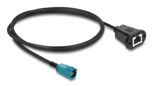 Coaxial cable DELOCK 90699 with HSD Z to RJ-45 connectors, 1 m, black/blue