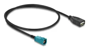 Coaxial cable DELOCK 90702 HSD Z to USB A, 0.5 m, Black/Blue