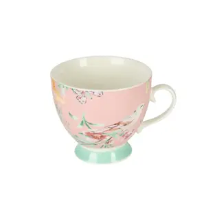 Porcelāna krūze uz kājiņas KitchenCraft GB40KCMFTD02 400 ml, persiku krāsa