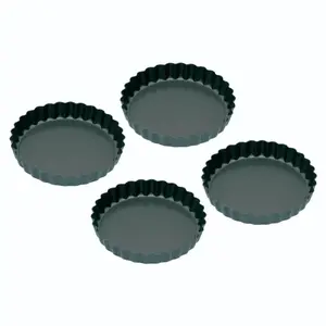 Формы для мини-кексов KitchenCraft GB40KCMINIFLANPK4 — набор из 4 шт., с антипригарным покрытием, съемным дном, Ø9,9 см, H2,6 см