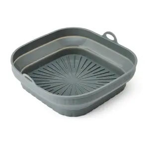 Silicone Foldable Fryer Liner KitchenCraft CEPAMFORMA 22×22×7.5 cm for Air Fryers, Grey