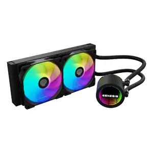 Liquid cooling kit genesis NLG-2319 — all-in-one CPU cooler, black, 2 fans, multi-color LED