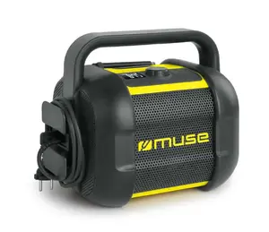 Рабочее радио Muse M-968 BTY — аналоговое FM, 40 Вт RMS, Bluetooth 10 м, пыле/ударостойкое, чёрно‑жёлтое