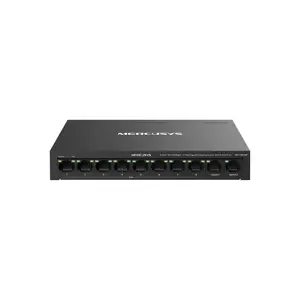 Network switch MERCUSYS MS110CMP — 8-port PoE, 10 Gigabit RJ‑45 ports total, 115W PoE budget, desktop/wall-mountable, black