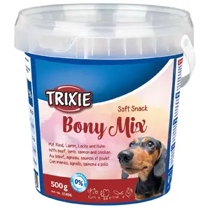 Suņu kārumi Trixie Soft Snack Bony Mix 500 g — mīkstas, mazas barības porcijas suņiem