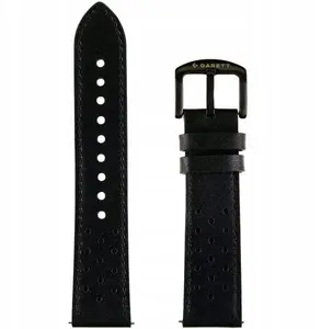 Leather watch strap Garett Pasek 22 mm, black, genuine leather