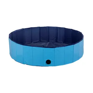 Collapsible dog pool DIAMENTIQ 120×30 cm, nylon portable bathing and cooling tub, blue