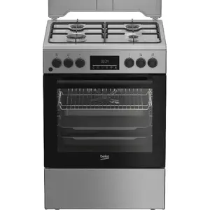 Brīvi stāvoša plīts Beko FBM62320SDS Elektriskā Gāze Melna Sudraba 4 gatavošanas zonas