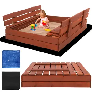 Sandbox Springos SBP100SET04 coverable 100×100 cm impregnated wood with geotextile