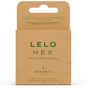 Condoms Lelo HEX Organic box — pack of 3 units, organic material, hexagonal structure