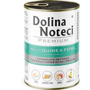 Wet dog food Dolina Noteci Premium Rich in Guinea Fowl with Apple 400 g, complete feed, adult dogs, gluten- and soy-free