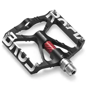 Bicycle pedal set Rockbros 37213071001 aluminium alloy black — platform pedals for bikes