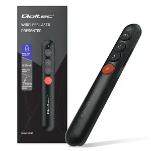 Пульт-указка QOLTEC 50631 USB беспроводной 2.4 ГГц с лазерной указкой, радиус до 30 м, USB-приемник, совместим с USB 3.0