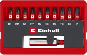 Impact bit set EINHELL 118673 — 11 pieces, 1/4" (6.3 mm) bits: PH, PZ, TORX