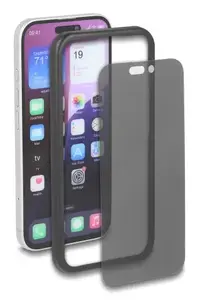 Privacy tempered glass screen/back protector for Apple iPhone 16 — DELOCK 81281, impact- and scratch-resistant, black/transparent, 1 pc