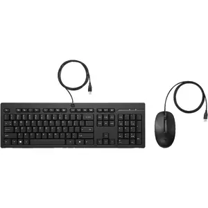 HP 225 Wired Keyboard and Mouse Set, Full-size, USB, Black