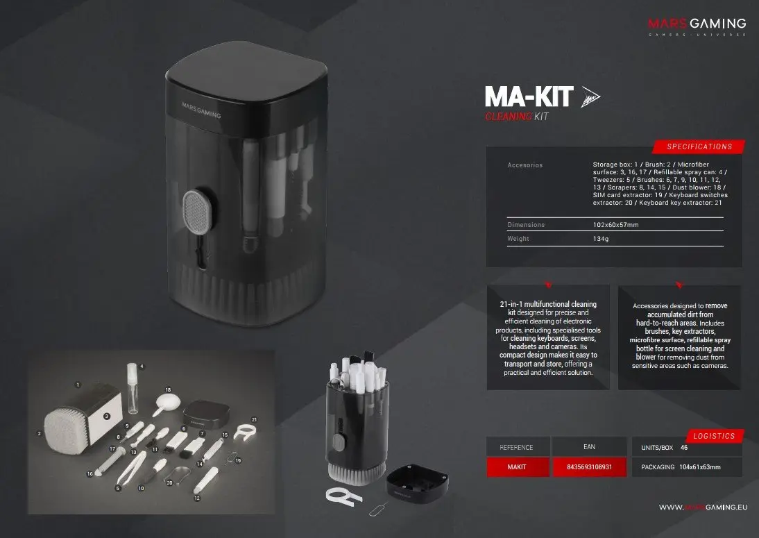 Aprīkojuma tīrīšanas komplekts Mars Gaming MA-KIT Photo 6