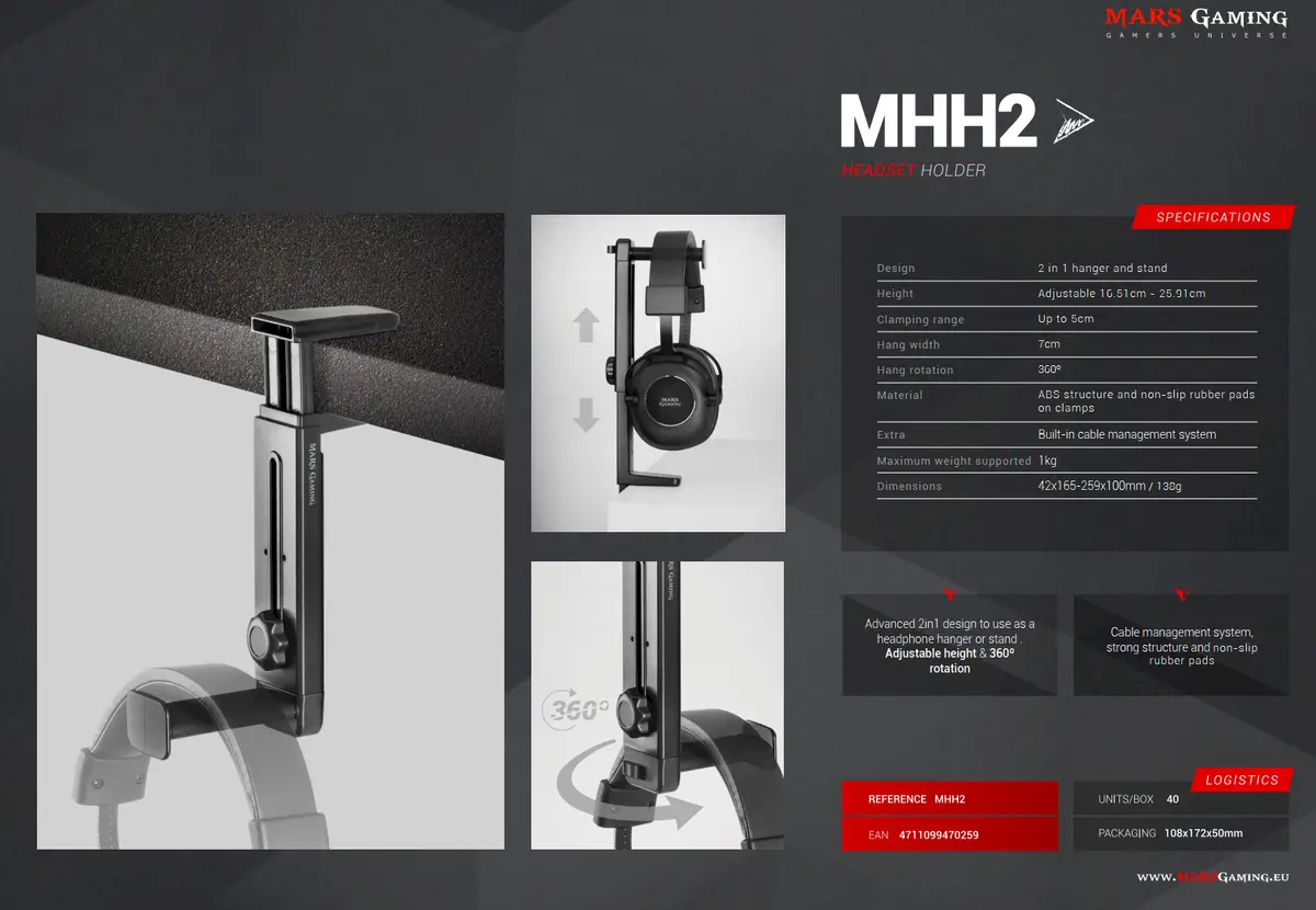 Headphone holder Mars Gaming MHH2 Photo 8
