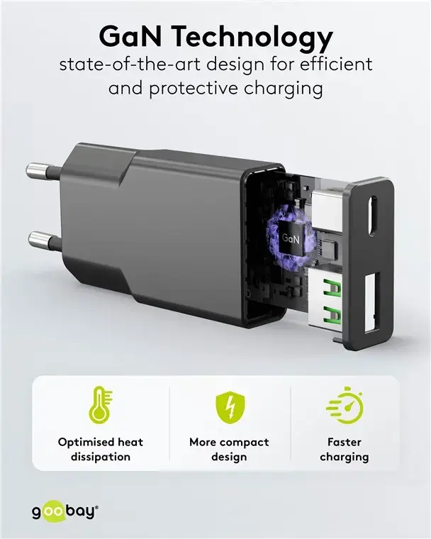 Goobay Dual Universal Melns AC Lādētājs Photo 2