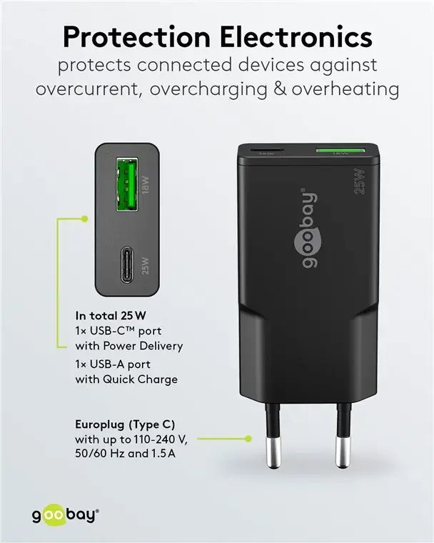 Goobay Dual Universal Melns AC Lādētājs Photo 3