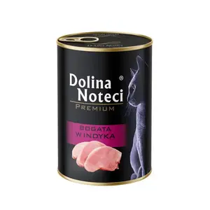 Влажный корм для кошек dolina noteci Premium с индейкой 400 г — полноценный корм для взрослых, белок 10%, жир 6%, влажность 80%