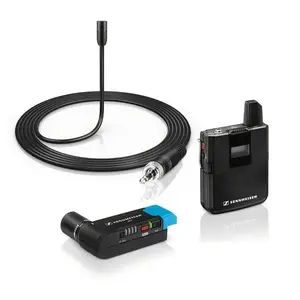 Bezvadu lavaljē mikrofona sistēma Sennheiser AVX‑ME2 — elektretas omnidirekciskais mikrofons, 20–20000 Hz, Li‑Ion 15 h, metāla korpuss, 87 g