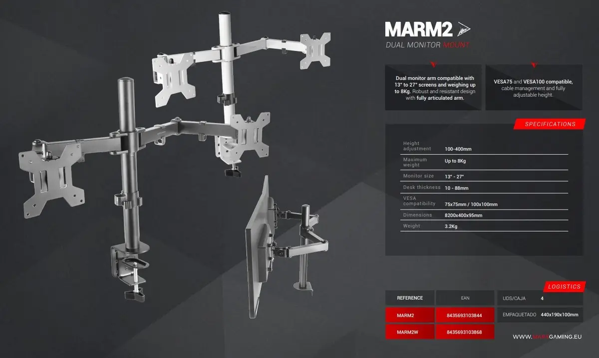 Dual Monitor Mount Mars Gaming MARM2 Photo 7