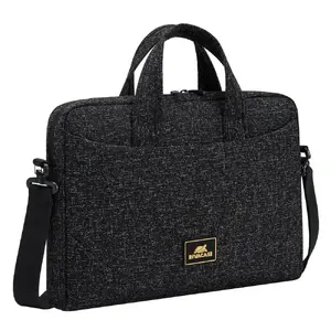Rivacase 7921 Messenger Case for 14-inch Laptops Black Polyester with Carrying Handle and Shoulder Strap