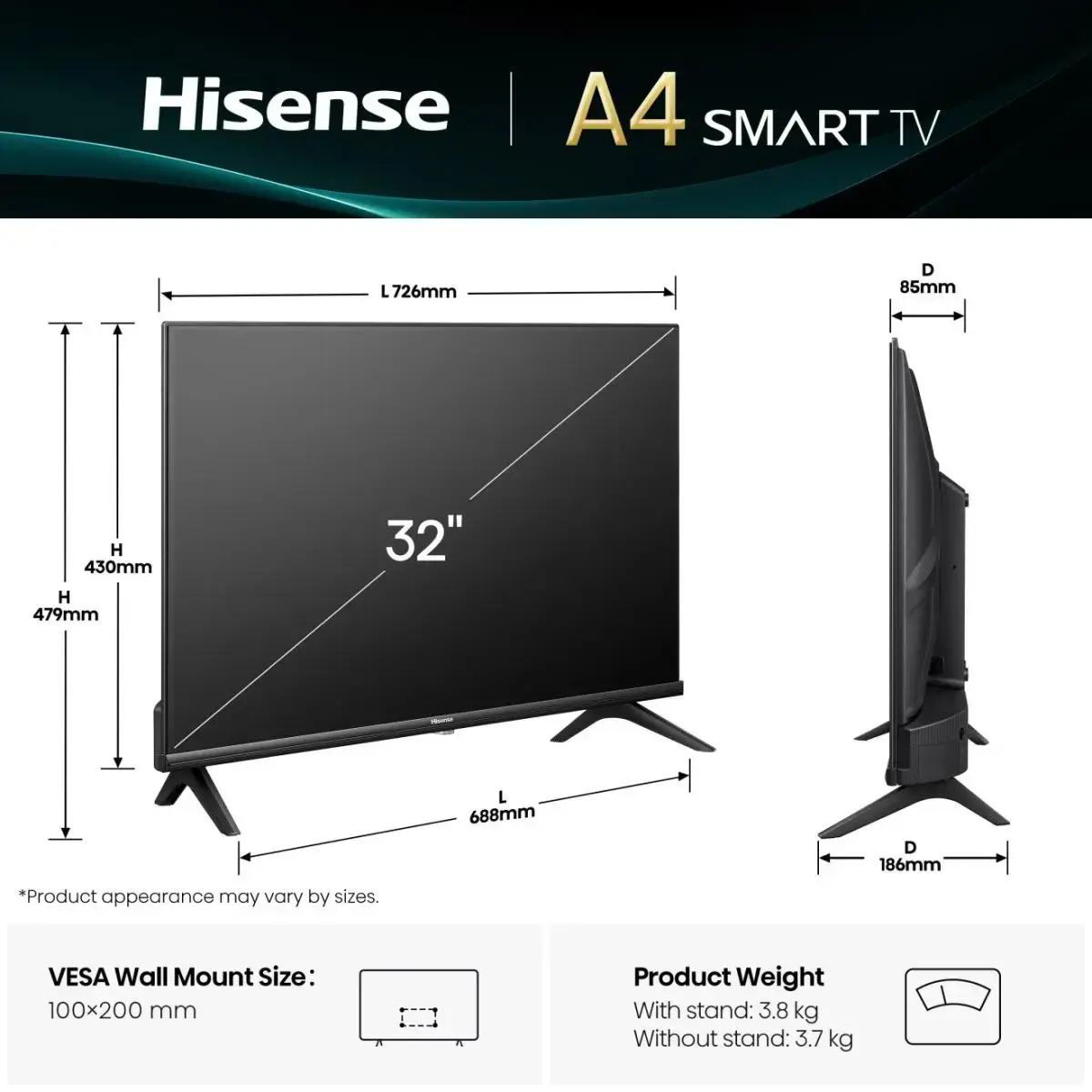Телевизор Hisense 32A4Q Photo 2