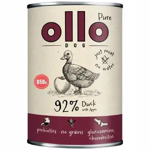 Влажный корм для собак OLLO Pure Duck with Apple 850 г — полноценный корм для взрослых, без зерна и сои