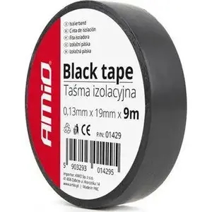 Izolācijas lente Amio AMI-01429 melna 19 mm x 9 m, iep. 12 gab.