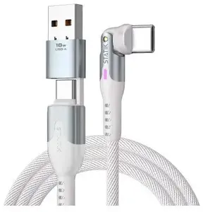 USB-C 2‑in‑1 kabelis STATIK PowerPivot Pro PUP-0455-6FT-CC-WHT 2 m ar rotējošu savienotāju