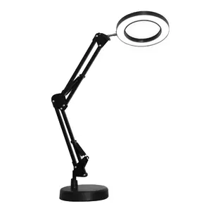 Galda LED lampa Fellowes Magnify 10W ar palielināšanas lēcu, melna