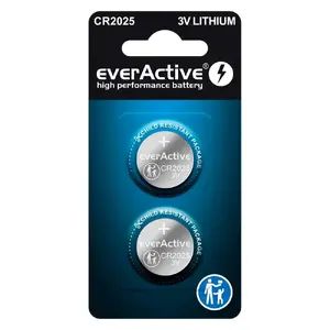 Button lithium battery everActive CR2025 single-use 3V — 2 pcs, 20 mm × 2.5 mm