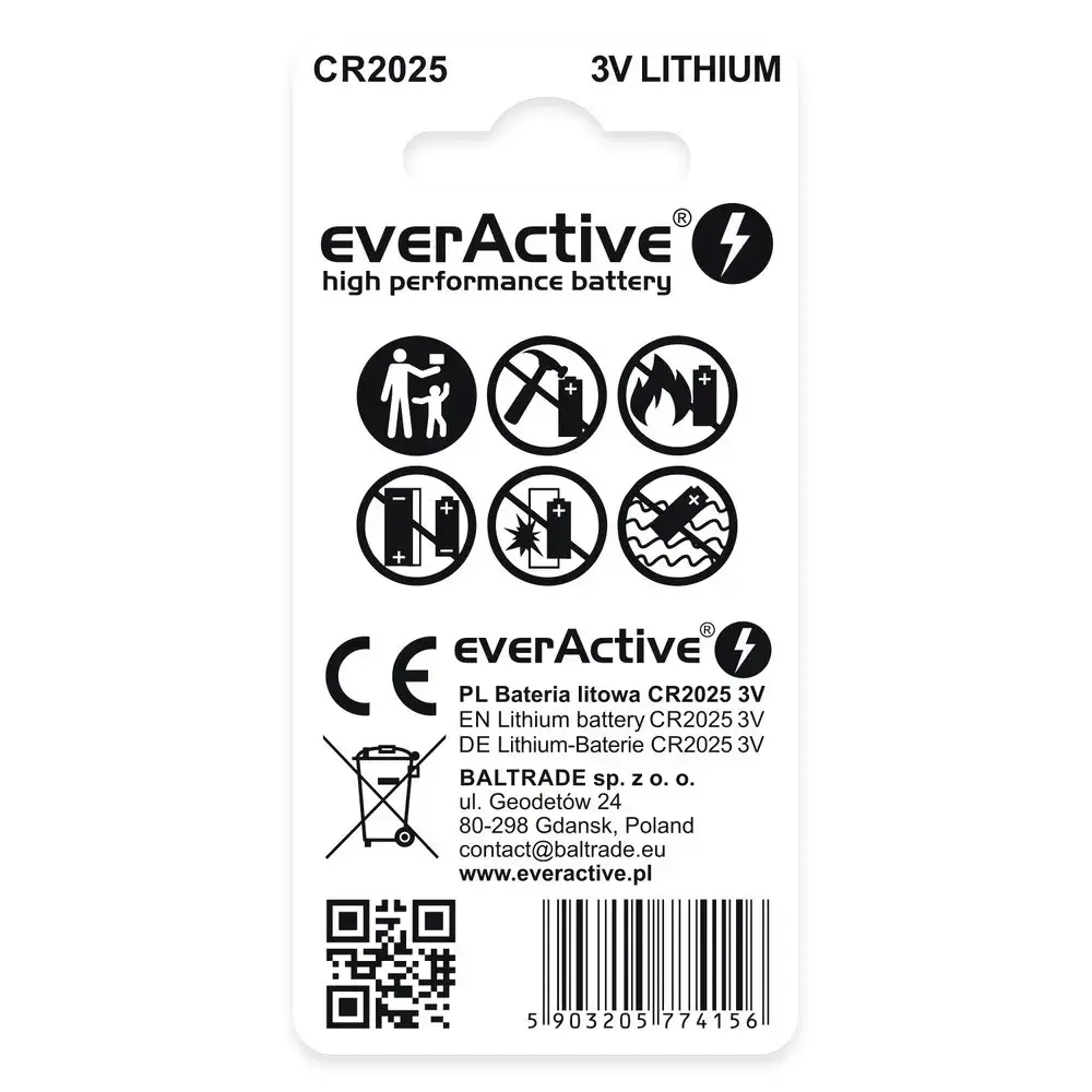 everActive CR2025 3V pogbaterija — 2 gab. Photo 2
