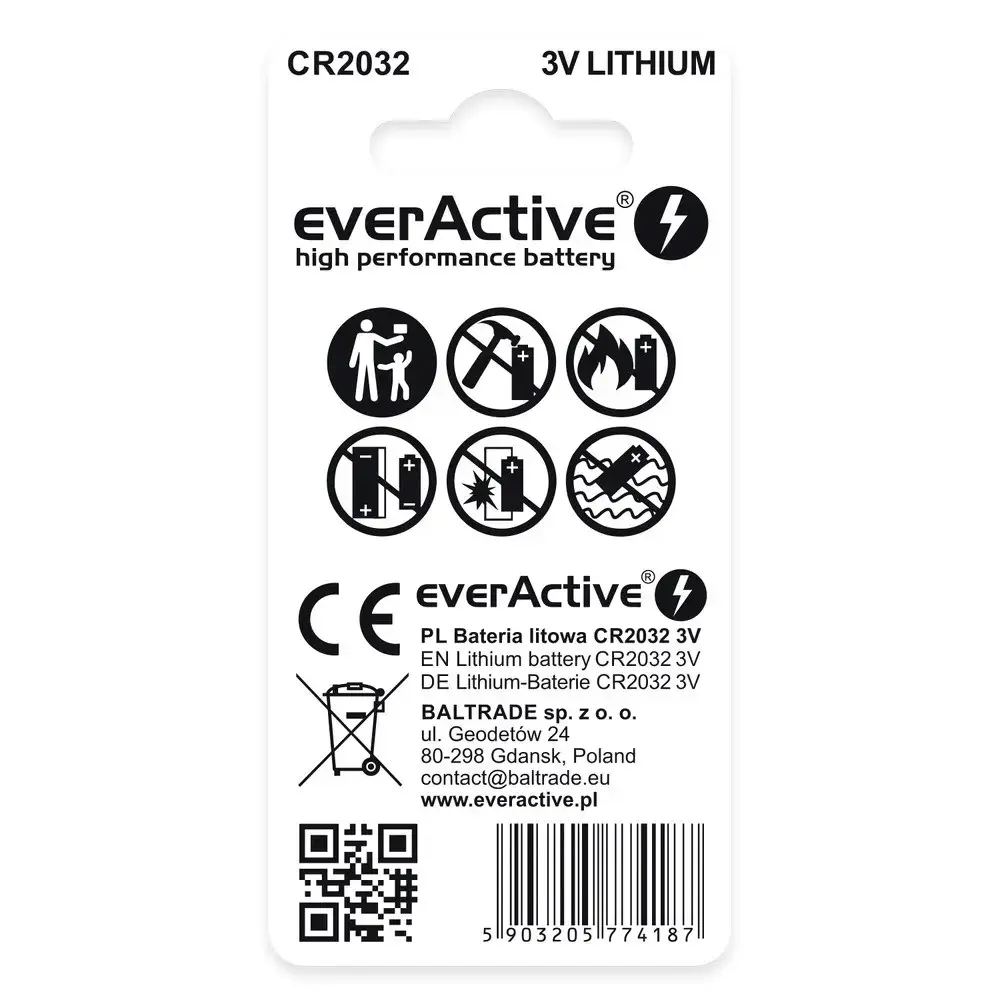 Monētas baterija everActive CR2032 — 3V Photo 2