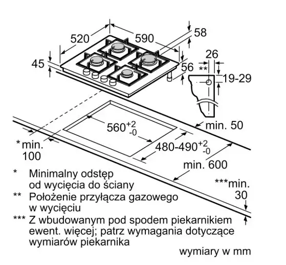 Bosch PPP6A2I40 gāzes plīts — 4 ugunskuri Photo 11