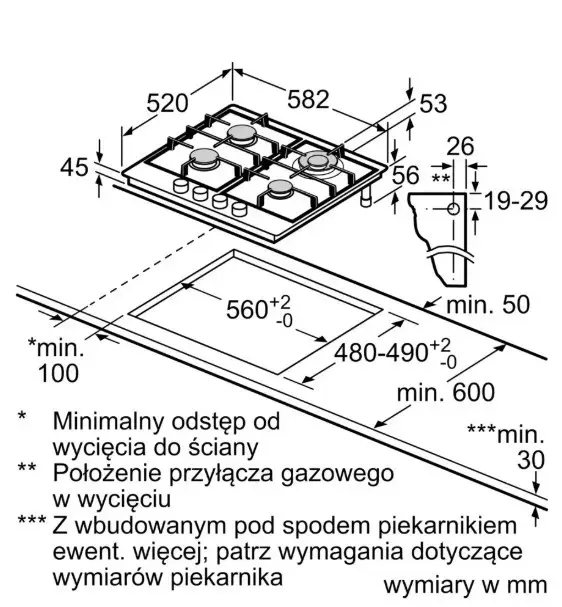 Built-in gas hob Bosch PCH6A5I90 Photo 2