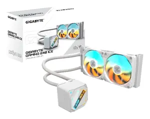 GIGABYTE GAMING 240 ICE All-in-One Liquid CPU Cooler, 2x120mm ARGB Fans, White, Intel LGA 1851 and AMD AM5 Compatible